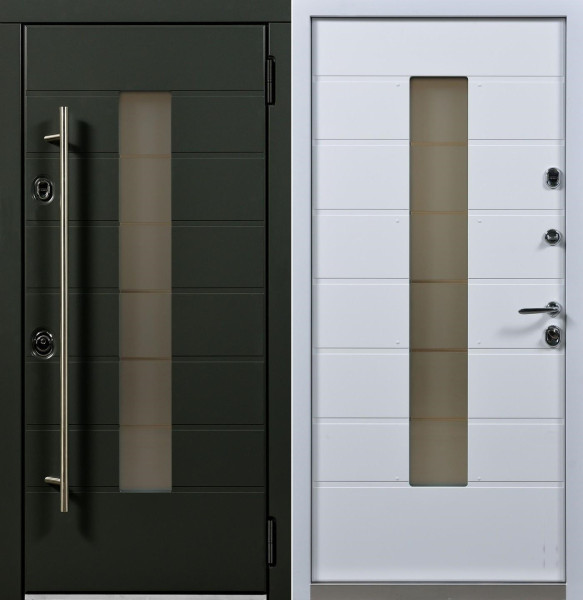Дверь Аляска графит + белый(окрас короба в 2 цвета)